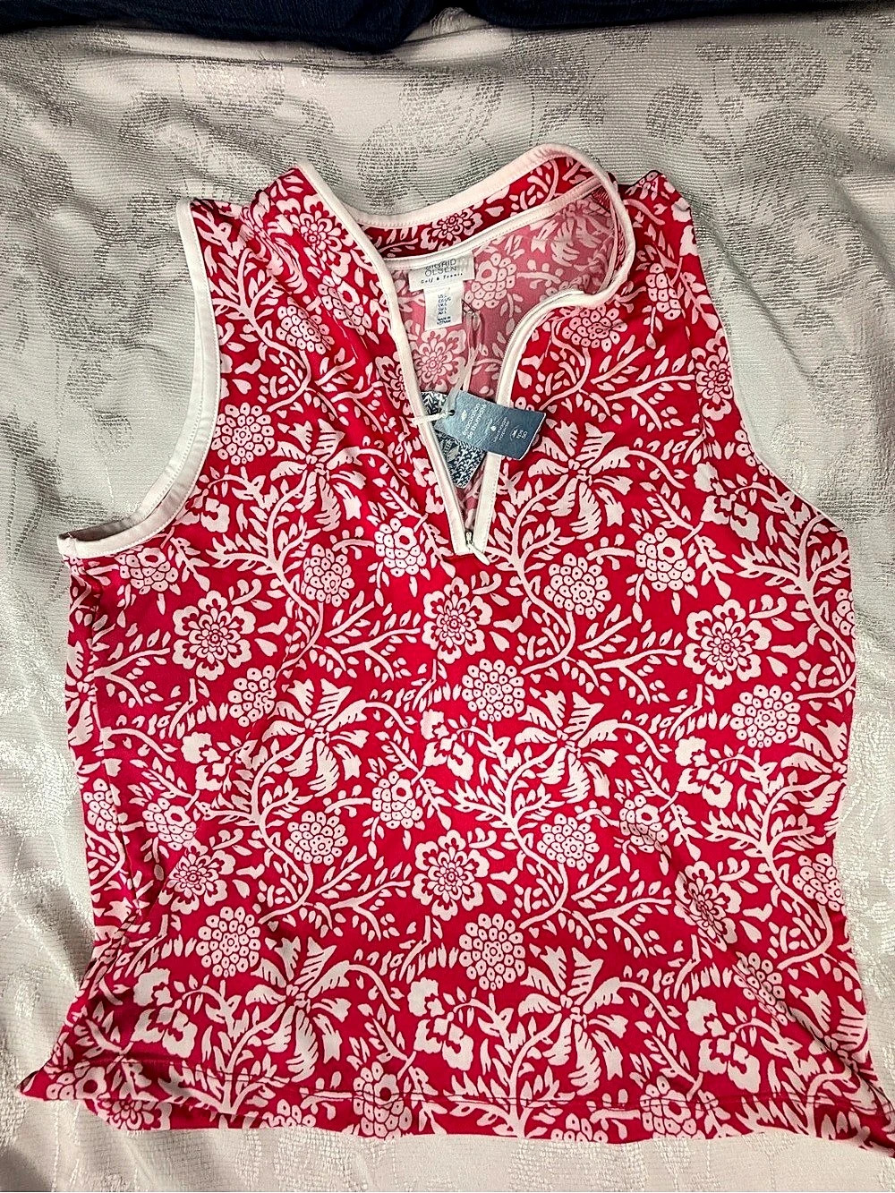 Sigrid Olsen Floral Skirt Set in Red & White Size Large Like New - Picture 3 of 10